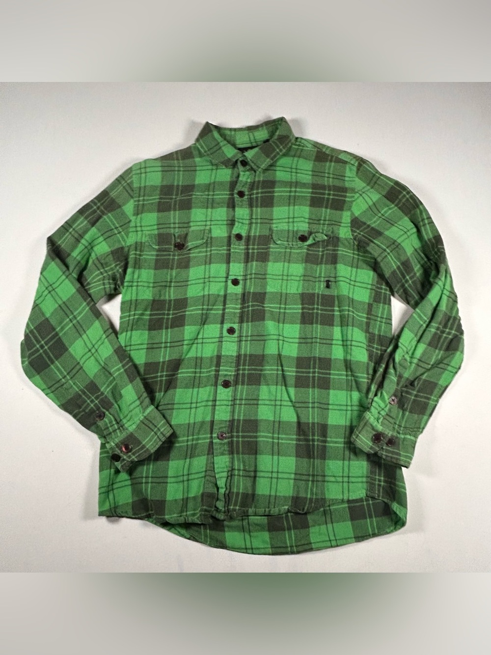 Famous Stars and Straps Shirt Mens Large Green Plaid Long Sleeve Vintage Y2k